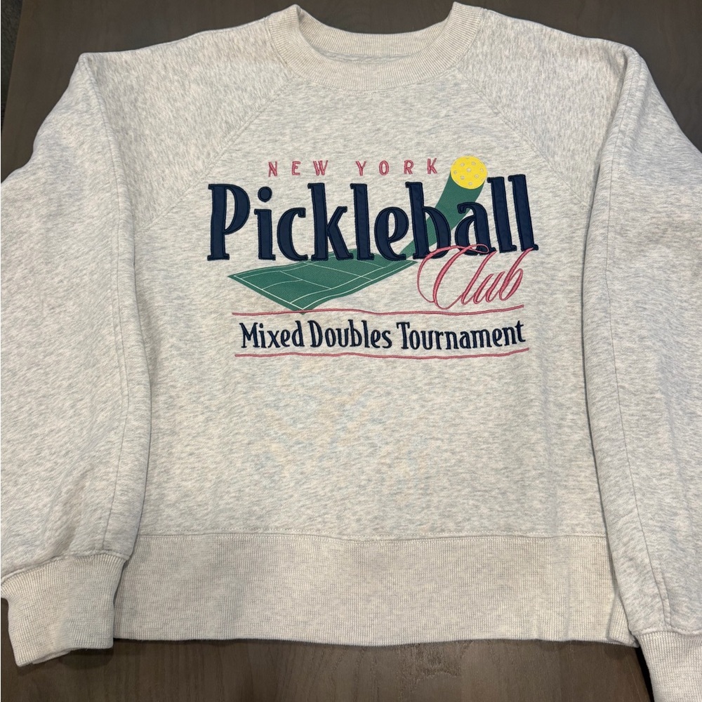 Abercrombie & Fitch Gray Pickleball Club Crewneck Sweater